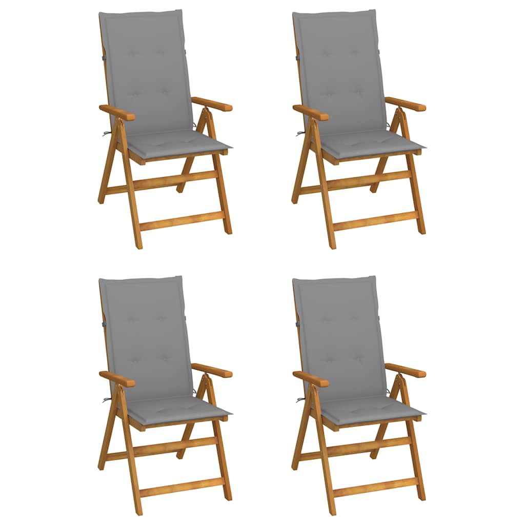 Tuinstoelen 4 st verstelbaar met kussens massief acaciahout