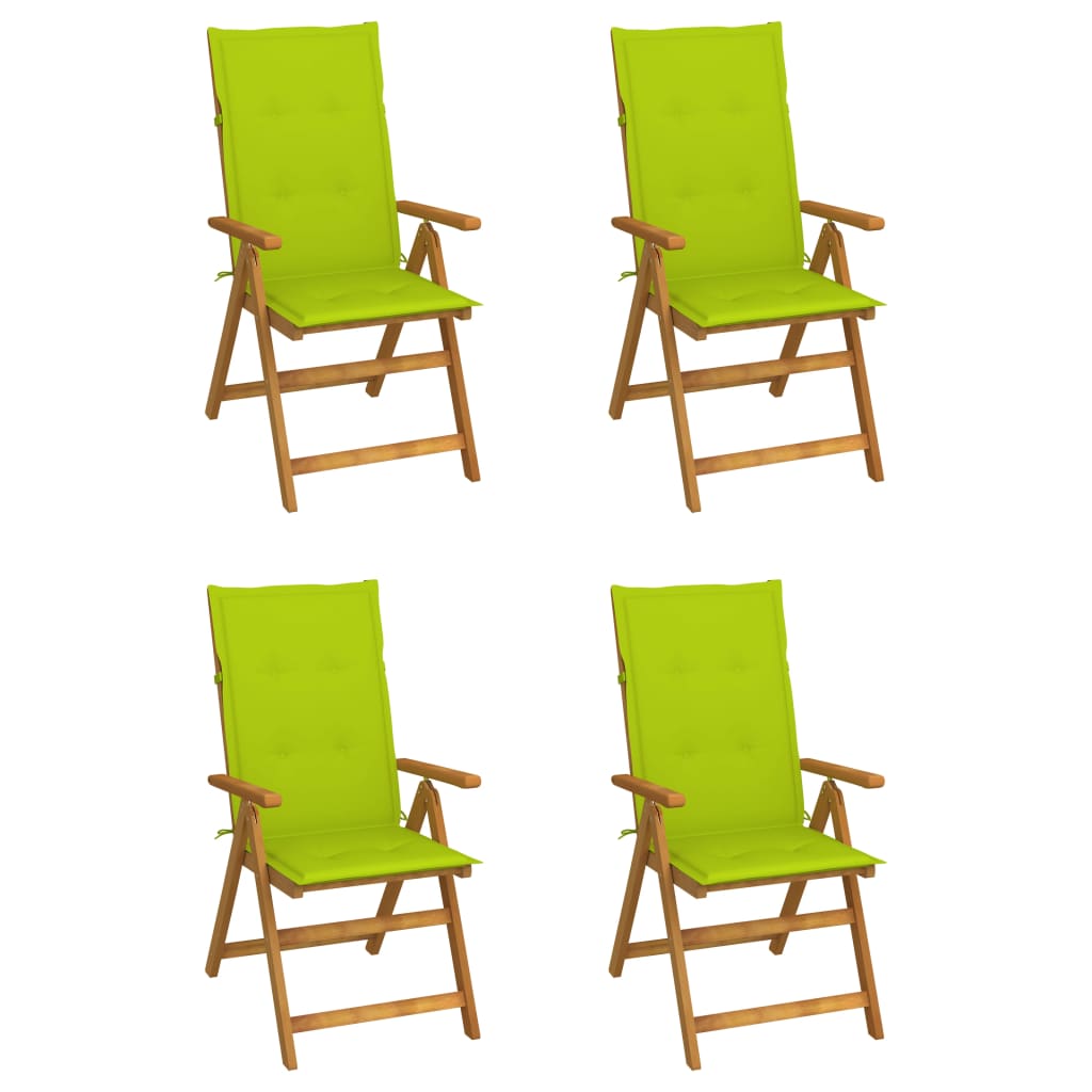 Tuinstoelen 4 st verstelbaar met kussens massief acaciahout – afbeelding 1