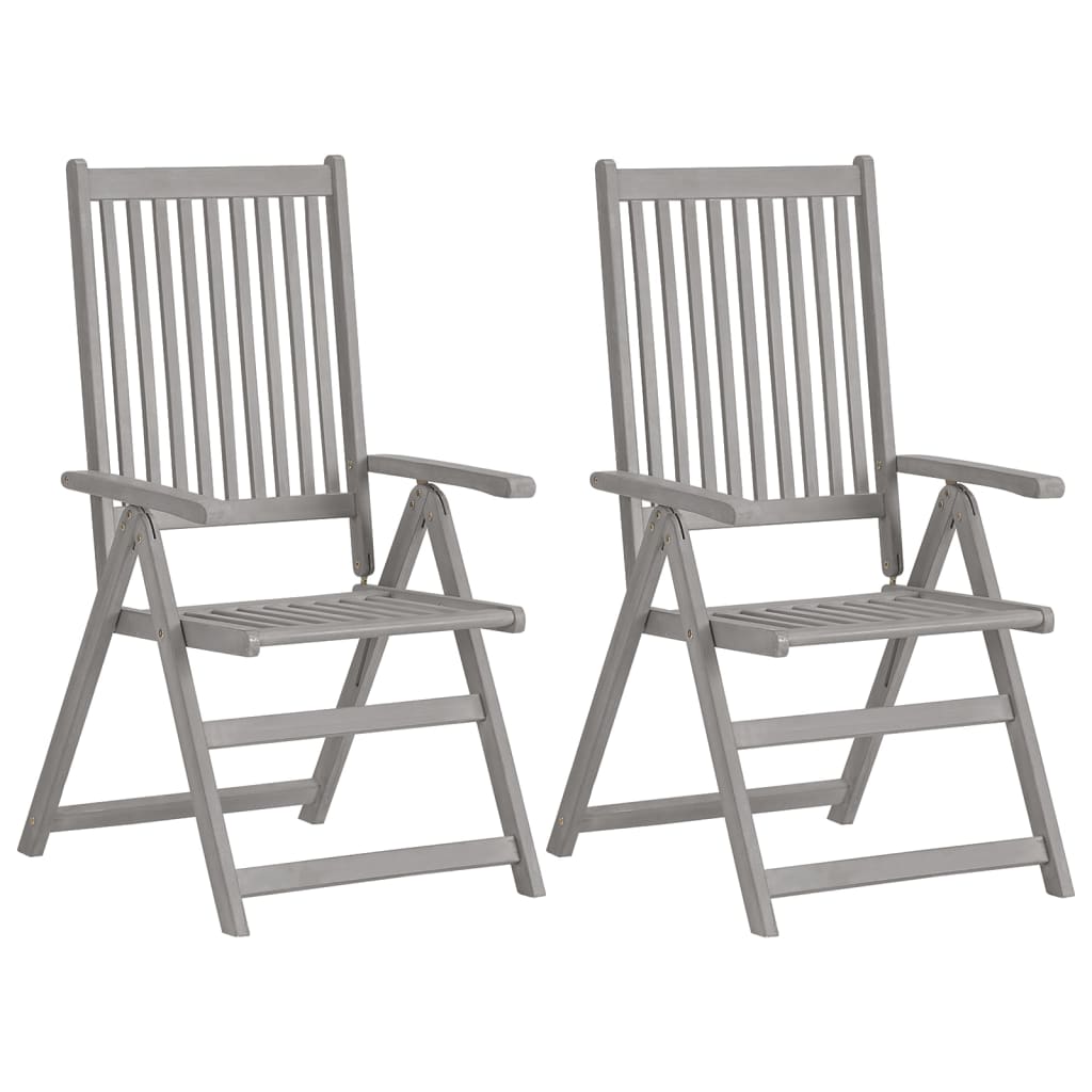 Tuinstoelen 4 st verstelbaar met kussens massief acaciahout – afbeelding 2