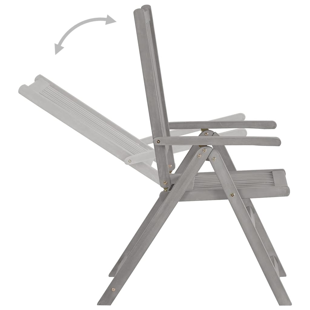 Tuinstoelen 4 st verstelbaar met kussens massief acaciahout – afbeelding 5