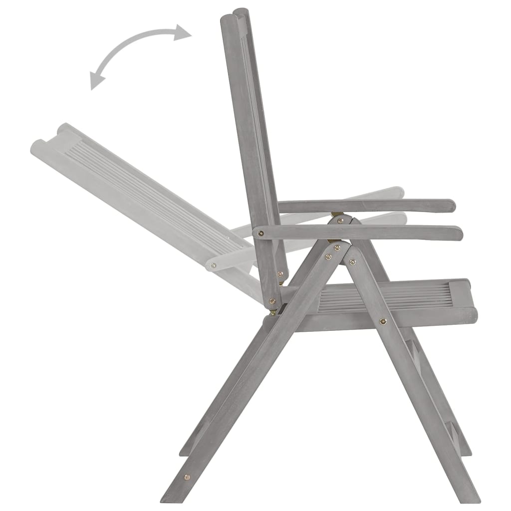 Tuinstoelen 4 st verstelbaar met kussens massief acaciahout – afbeelding 5