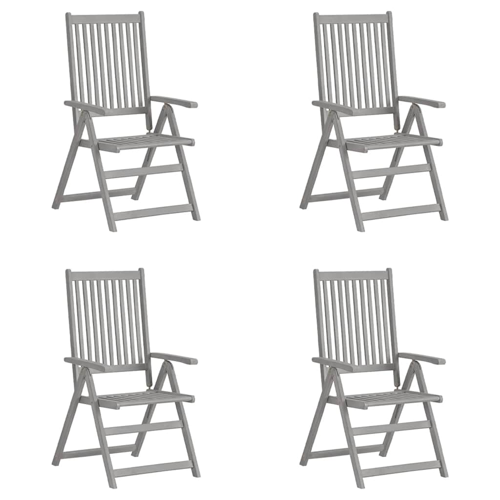 Tuinstoelen 4 st verstelbaar massief acaciahout grijs