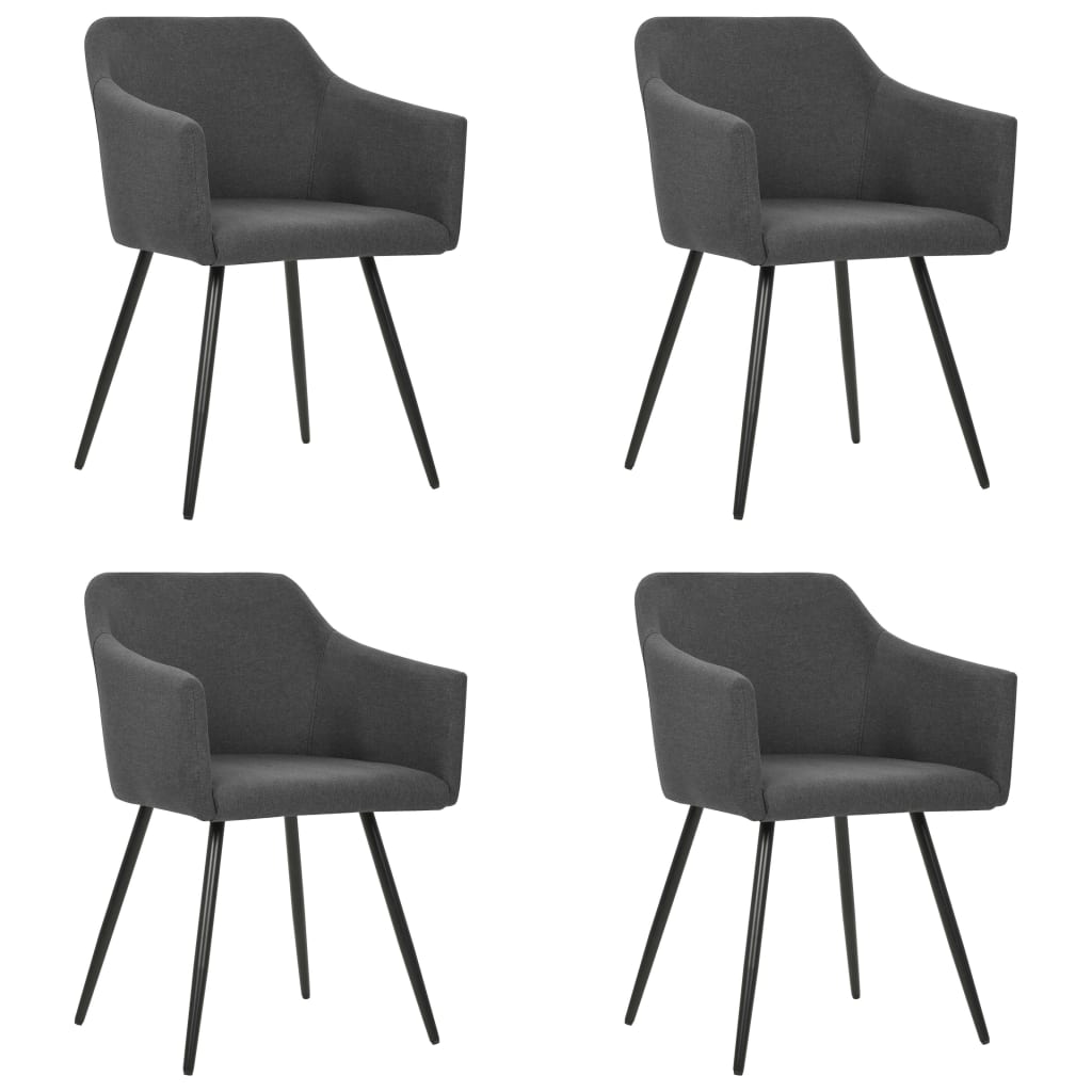 Eetkamerstoelen 4 st stof donkergrijs
