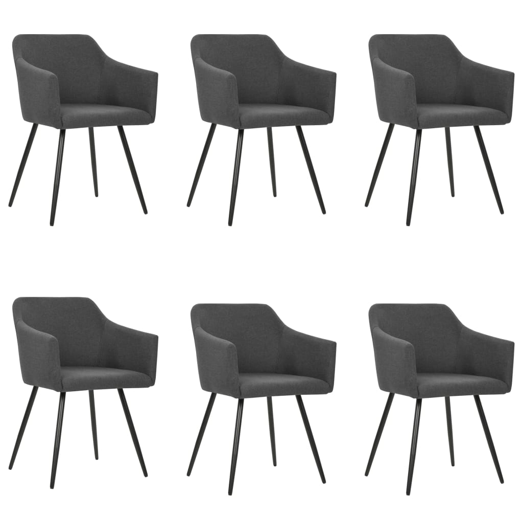 Eetkamerstoelen 6 st stof donkergrijs – afbeelding 1