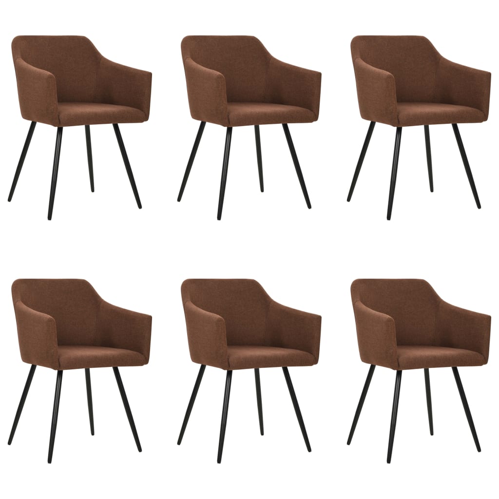 Eetkamerstoelen 6 st stof bruin