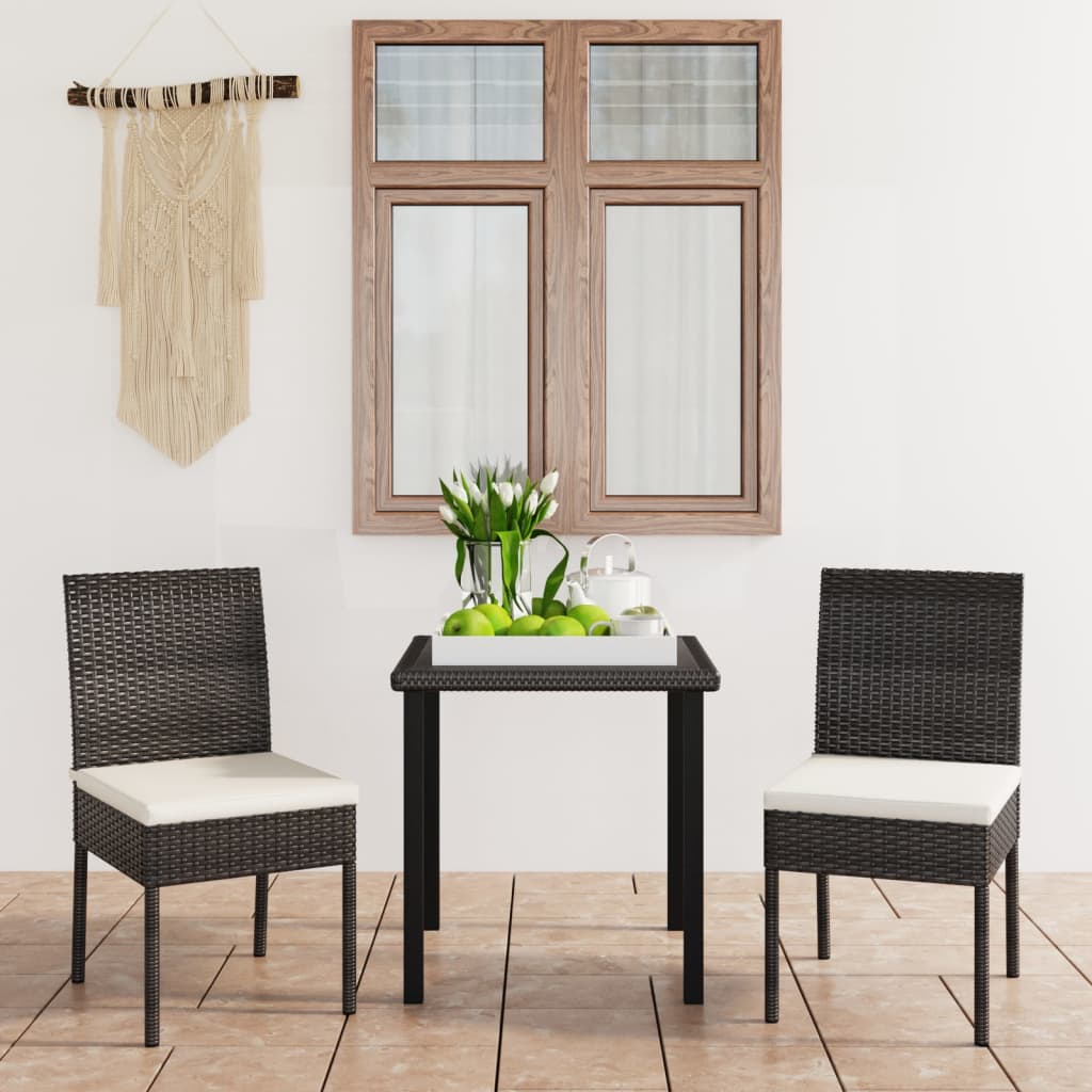 3-delige Tuinset poly rattan zwart – afbeelding 1