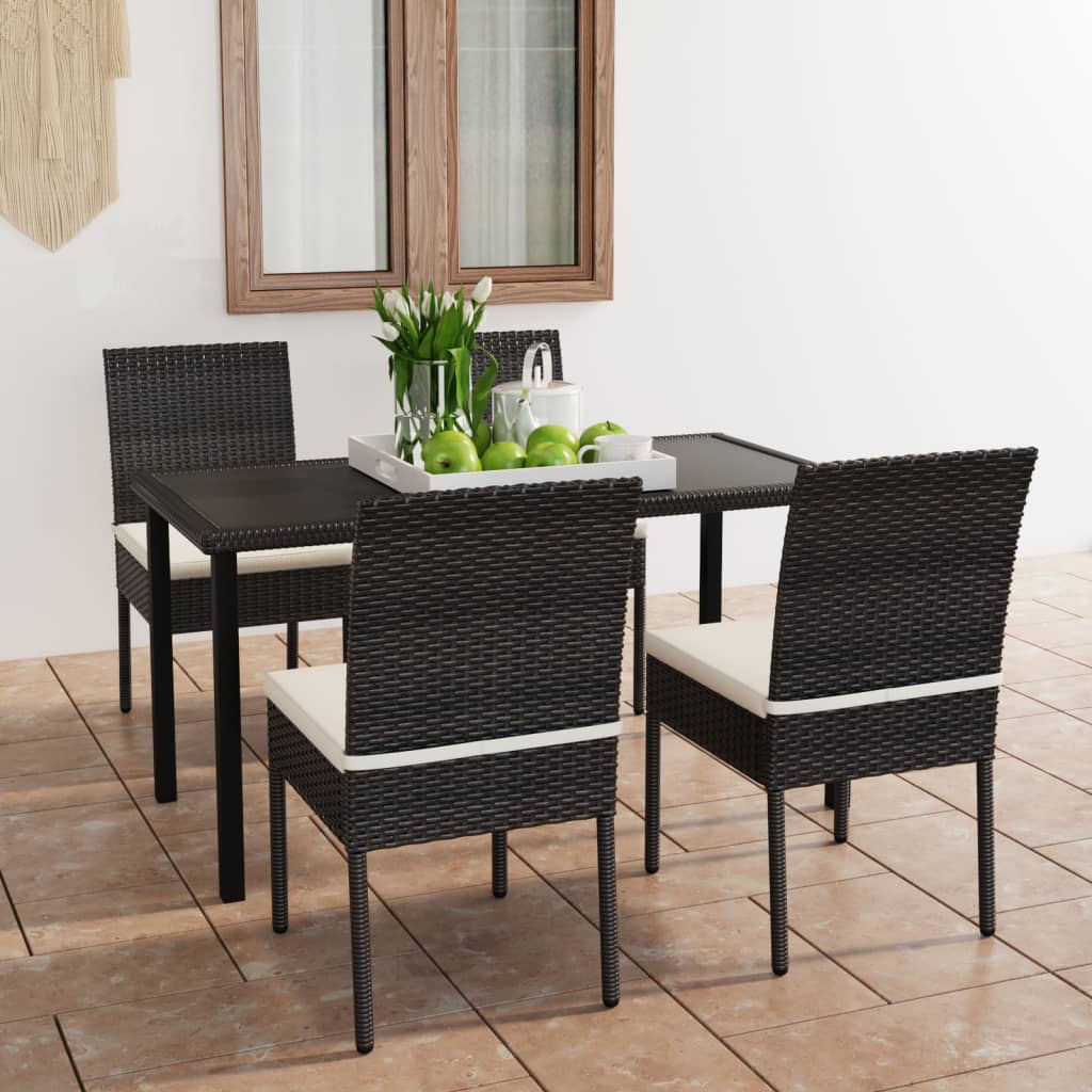 5-delige Tuinset poly rattan zwart