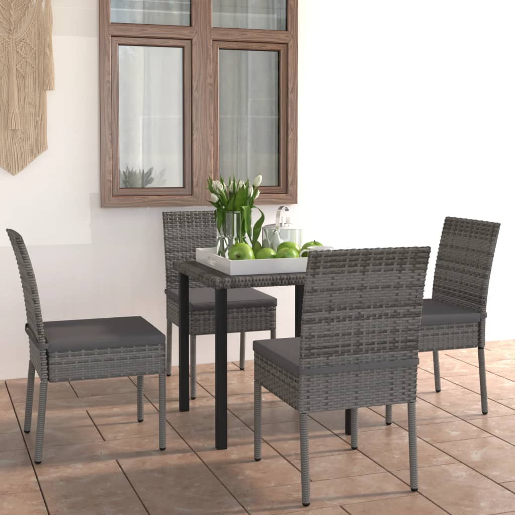 5-delige Tuinset poly rattan grijs – afbeelding 1
