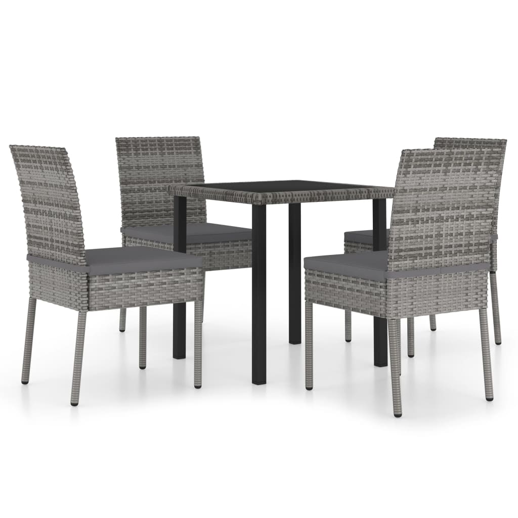5-delige Tuinset poly rattan grijs – afbeelding 2