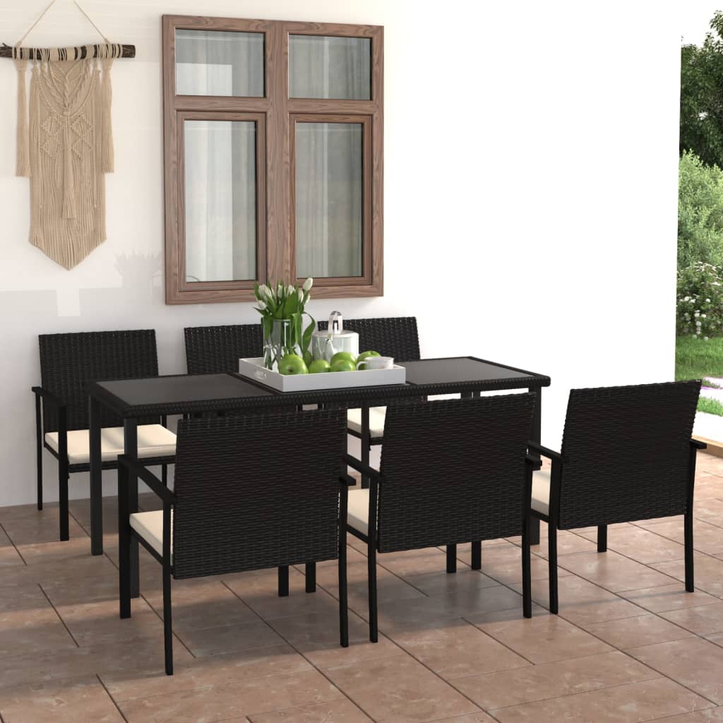 7-delige Tuinset poly rattan zwart – afbeelding 1