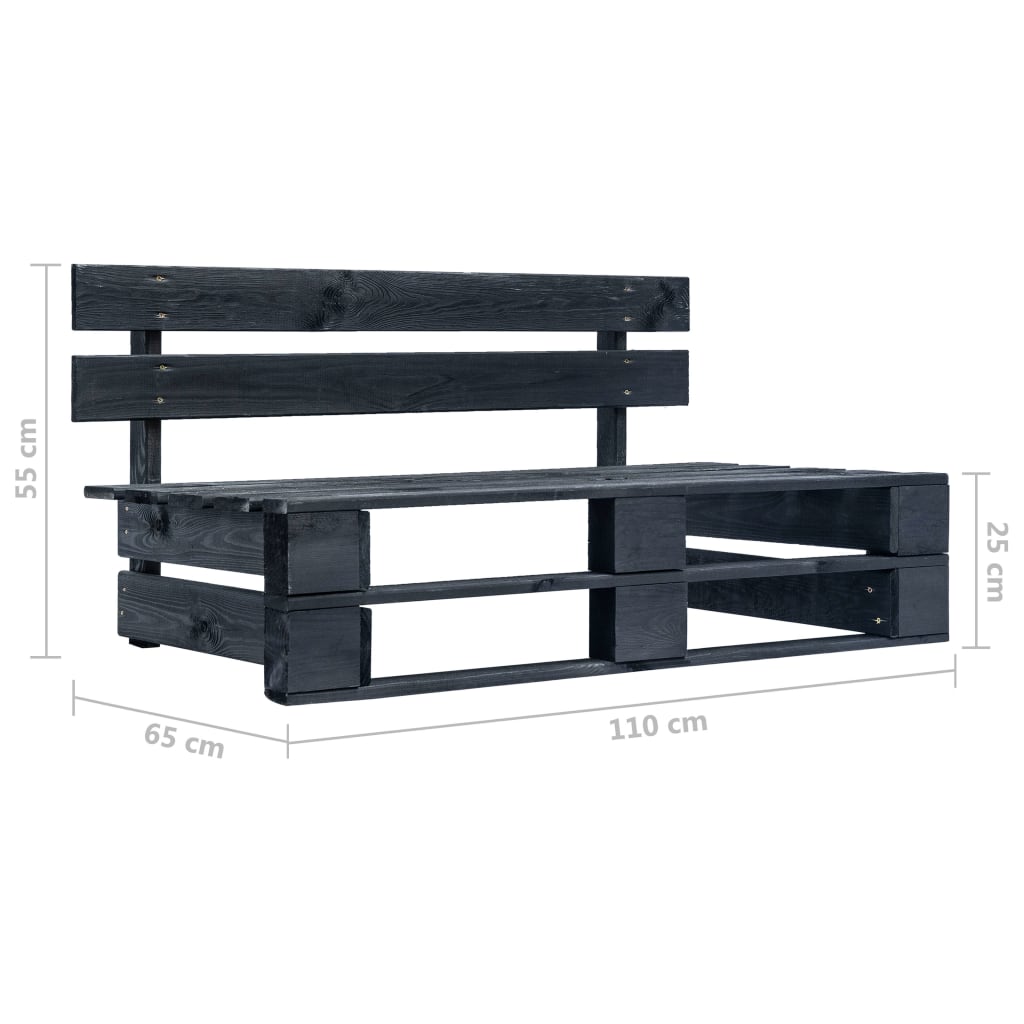 Tuinmiddenbank pallet zwart geïmpregneerd grenenhout – afbeelding 6