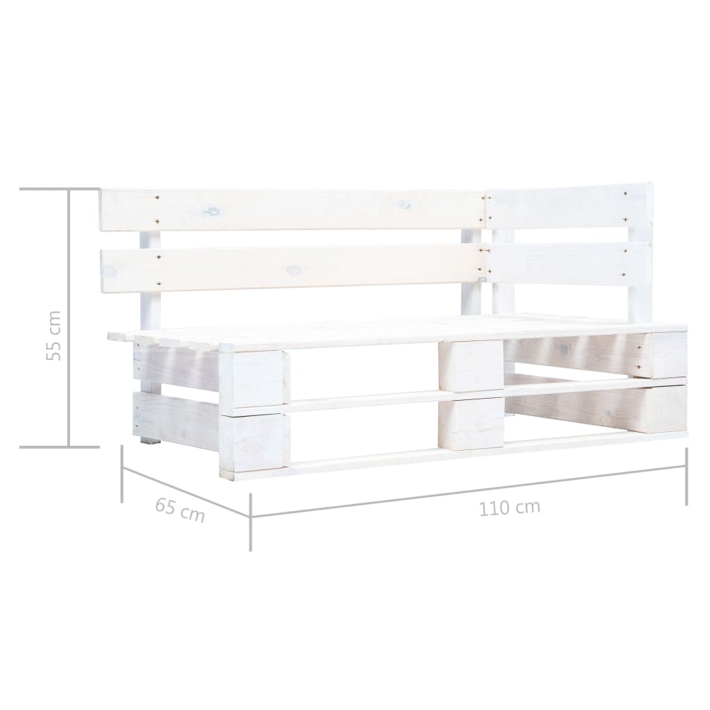 Tuinhoekbank pallet geïmpregneerd grenenhout wit – afbeelding 4