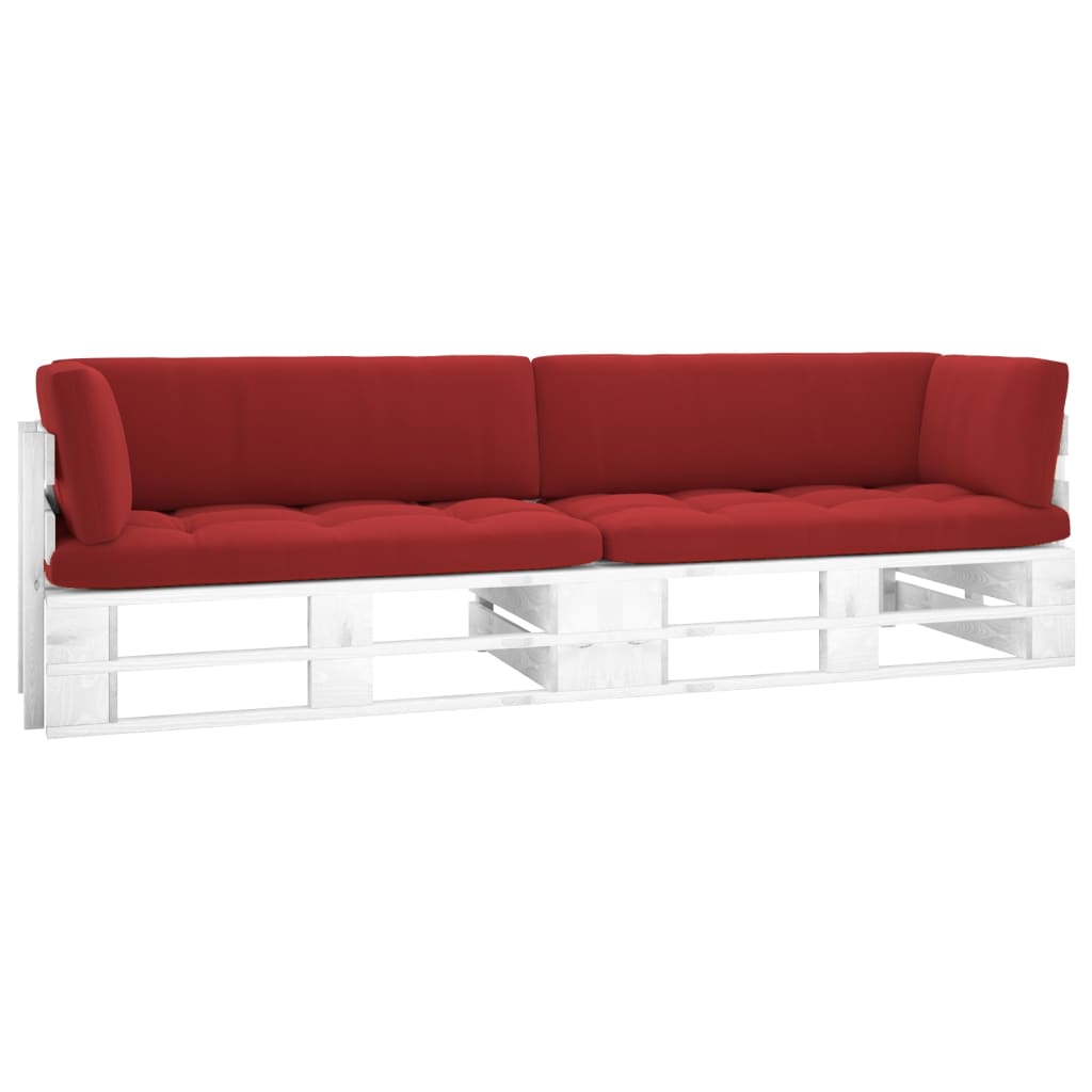 Tweezitsbank pallet met kussens wit geïmpregneerd grenenhout – afbeelding 1