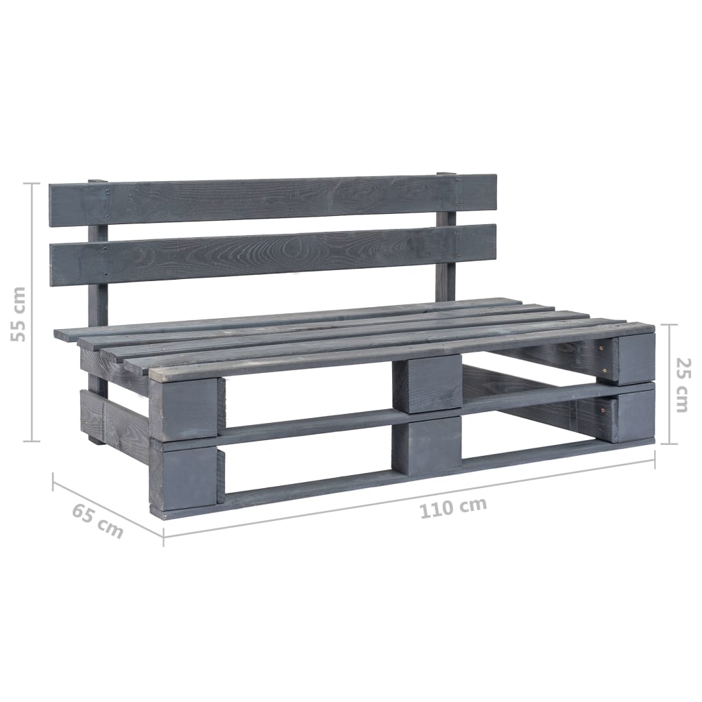 4-delige Loungeset pallet met kussens grijs geïmpregneerd hout – afbeelding 12