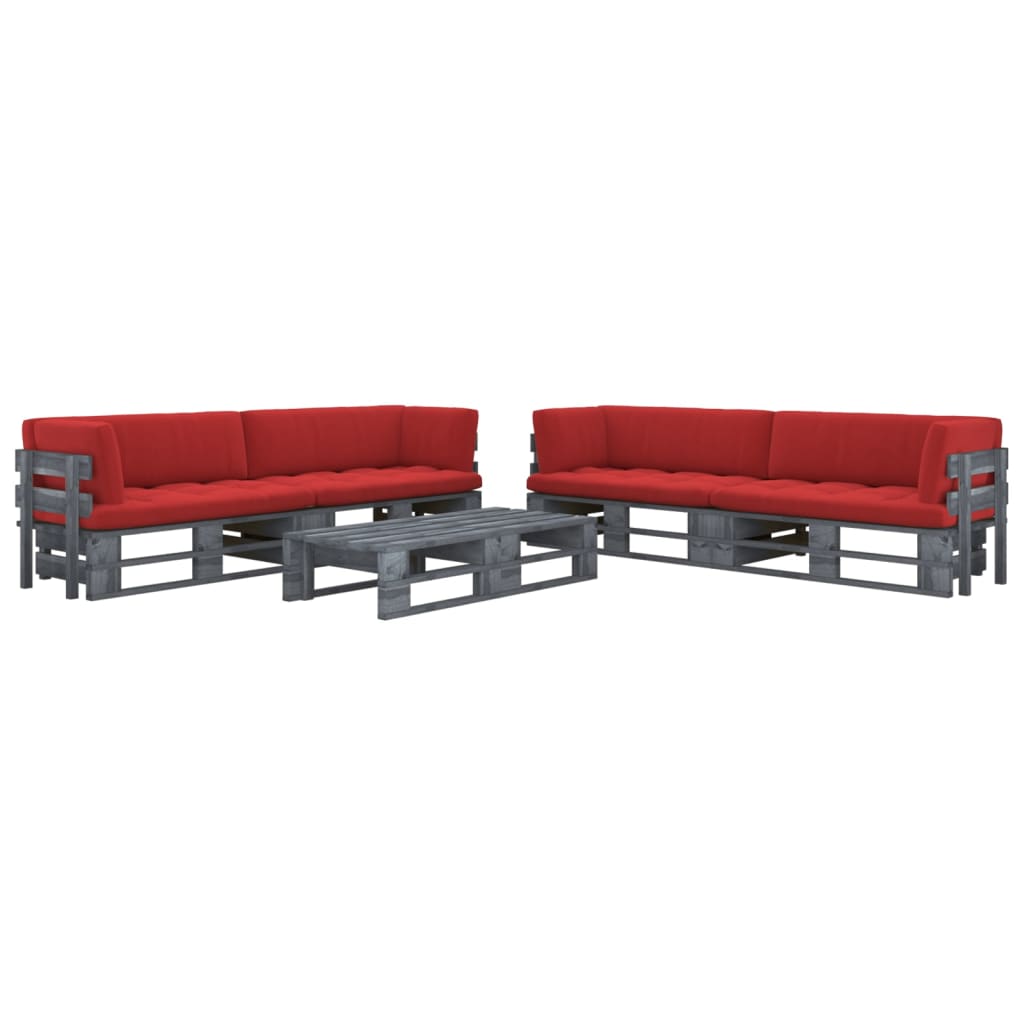 6-delige Loungeset pallet met kussens grijs geïmpregneerd hout – afbeelding 1