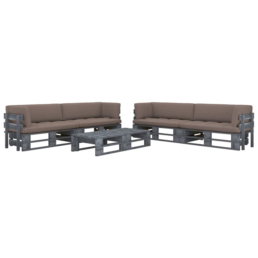 6-delige Loungeset pallet met kussens grijs geïmpregneerd hout – afbeelding 1