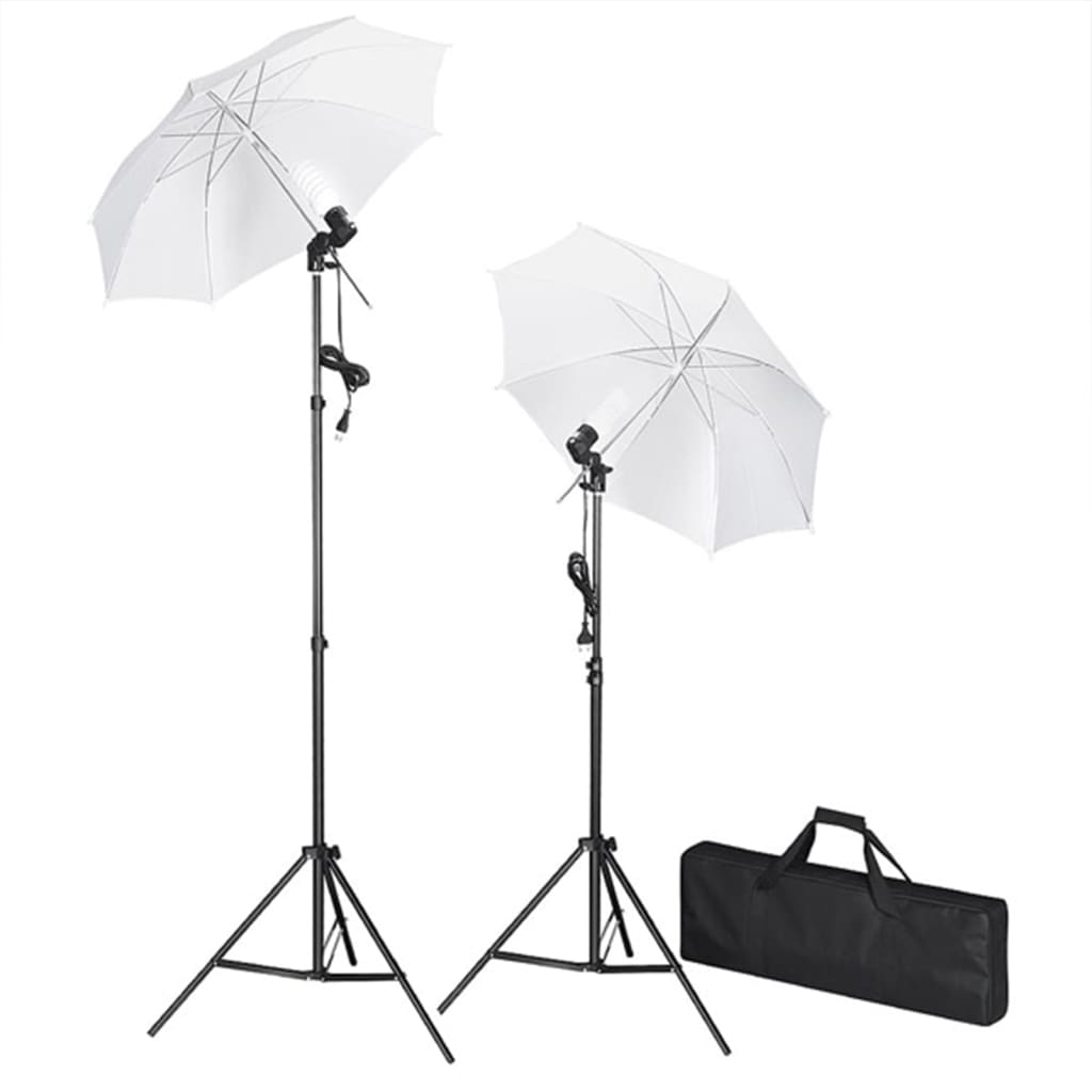 Fotostudioset met lampen, paraplu's, achtergrond en reflector – afbeelding 2