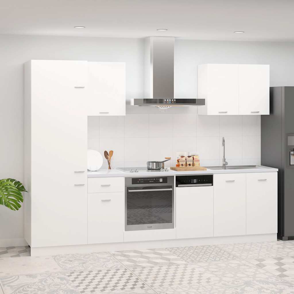 7-delige Keukenkastenset Lyon bewerkt hout wit