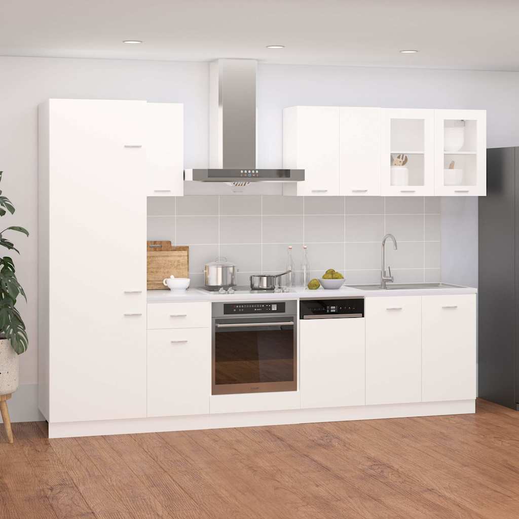 8-delige Keukenkastenset Lyon bewerkt hout wit