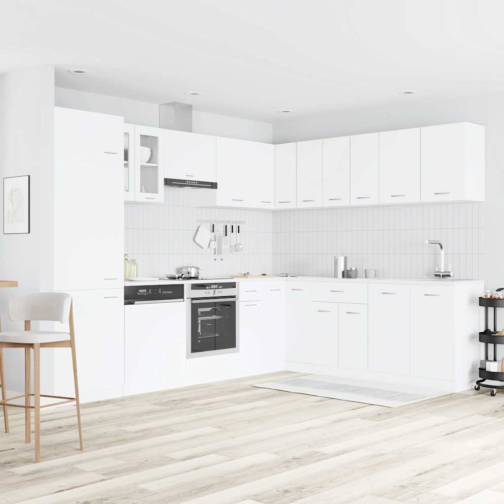 14-delige Keukenkastenset Lyon bewerkt hout wit
