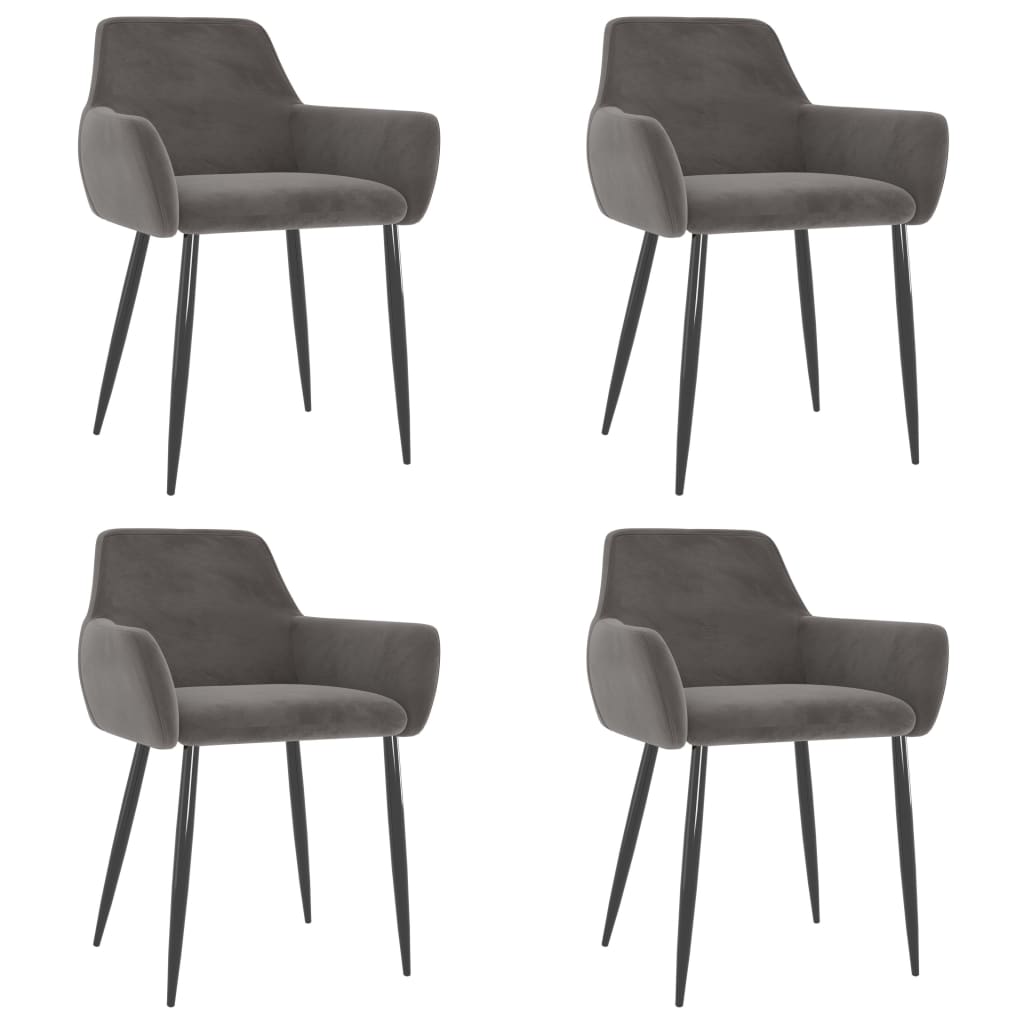 Eetkamerstoelen 4 st fluweel donkergrijs