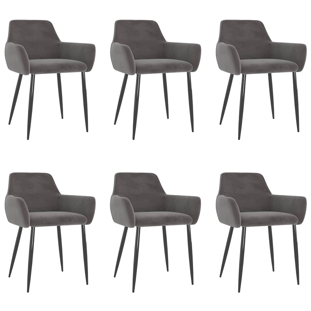 Eetkamerstoelen 6 st fluweel donkergrijs – afbeelding 1