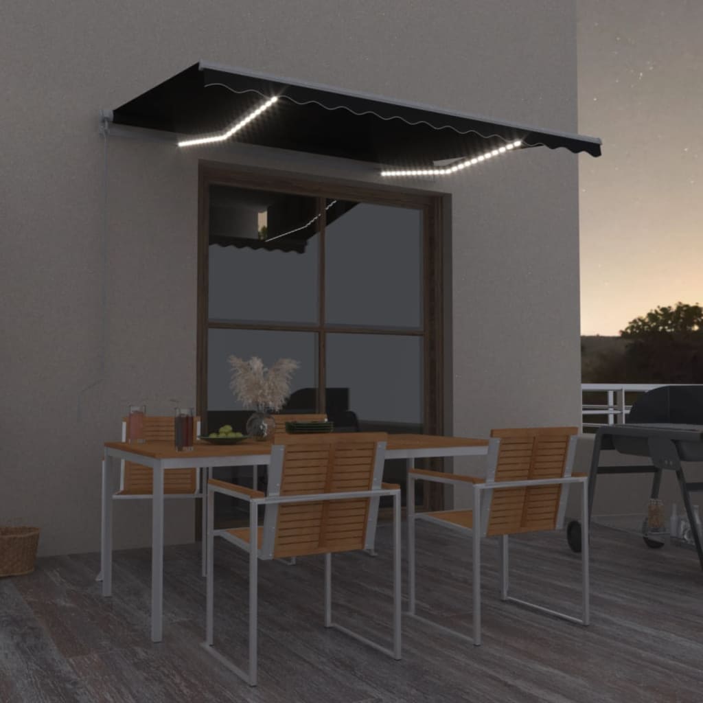 Luifel handmatig uittrekbaar met LED 350x250 cm antracietkleur