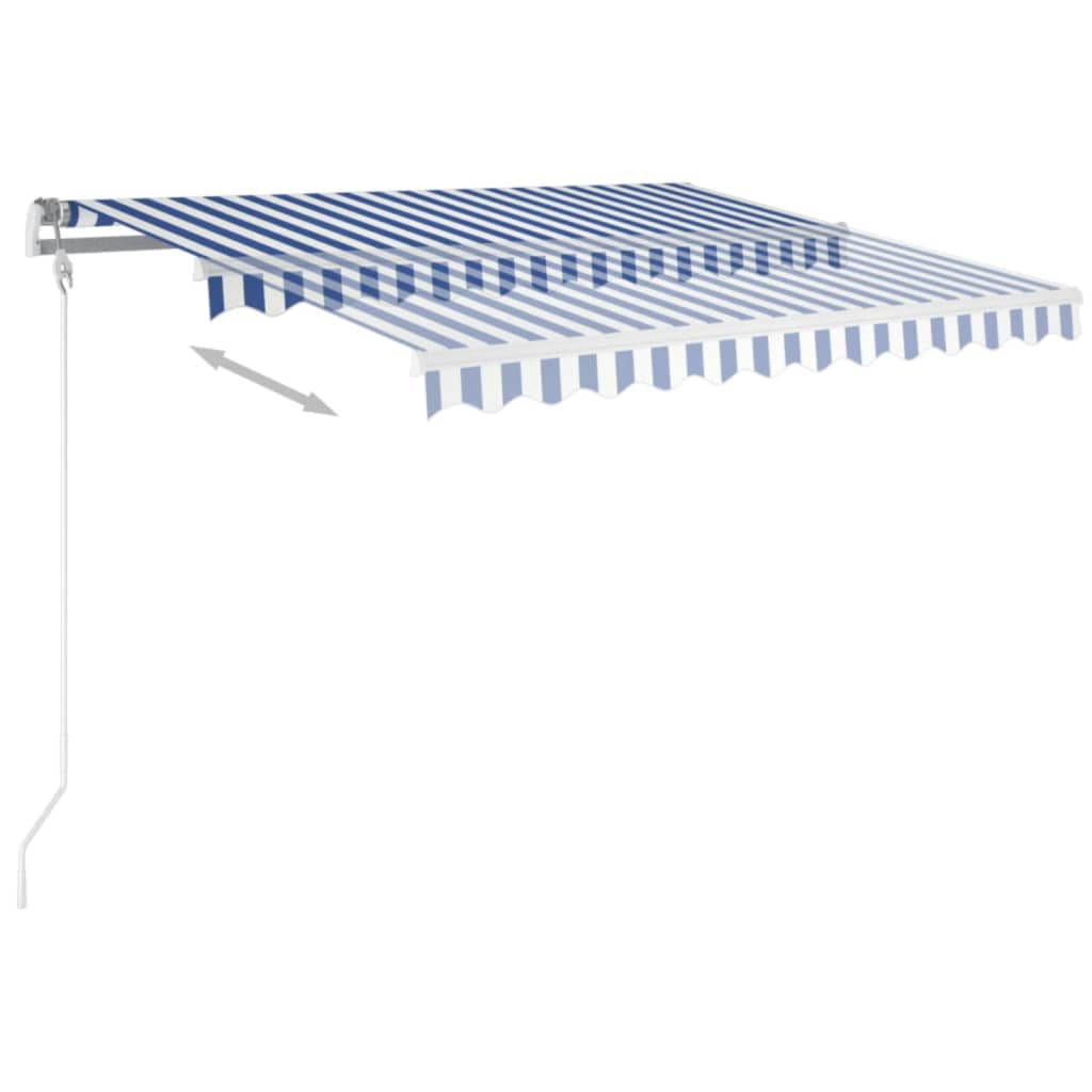 Luifel automatisch uittrekbaar 350x250 cm blauw en wit – afbeelding 4