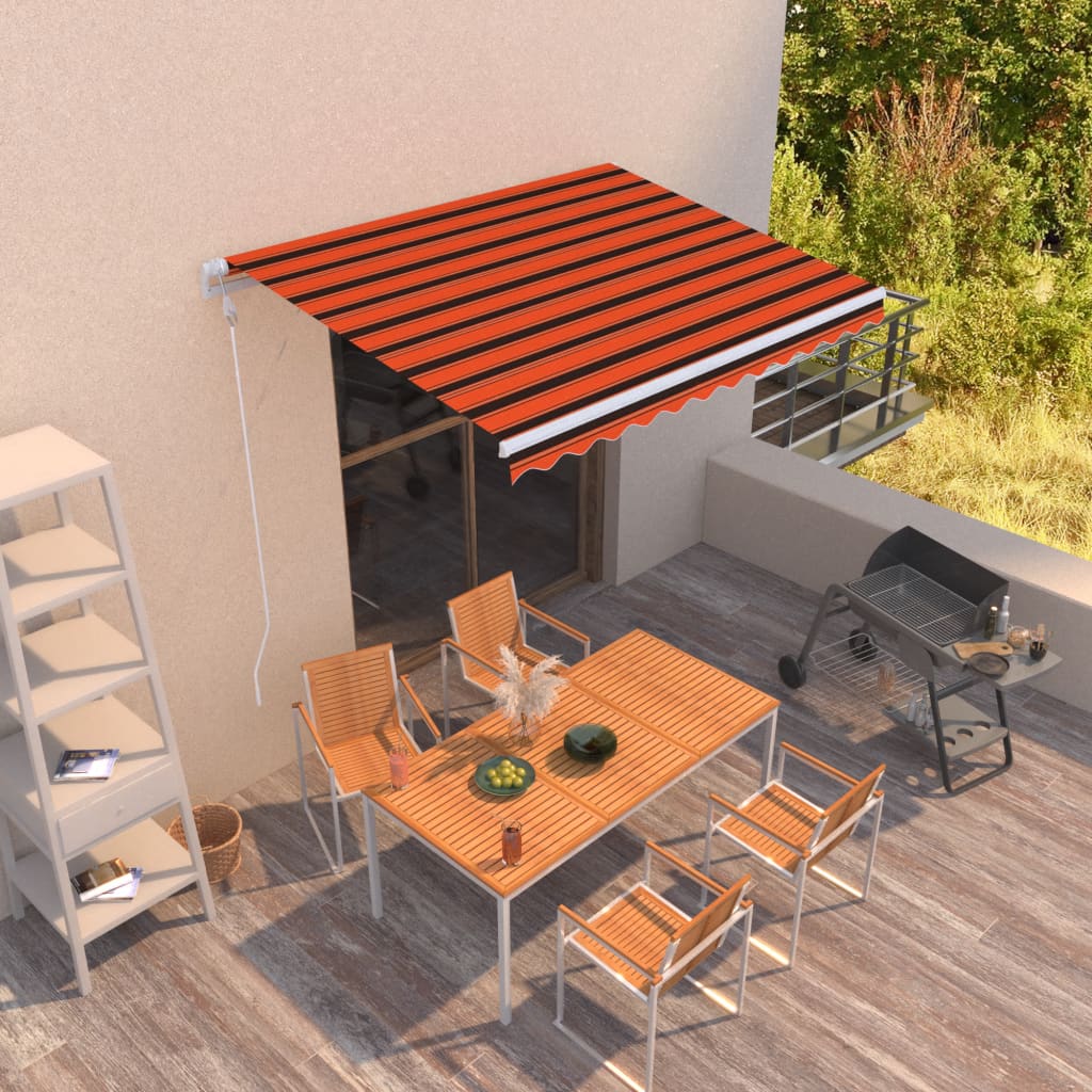 Luifel automatisch uittrekbaar 350x250 cm oranje en bruin – afbeelding 1