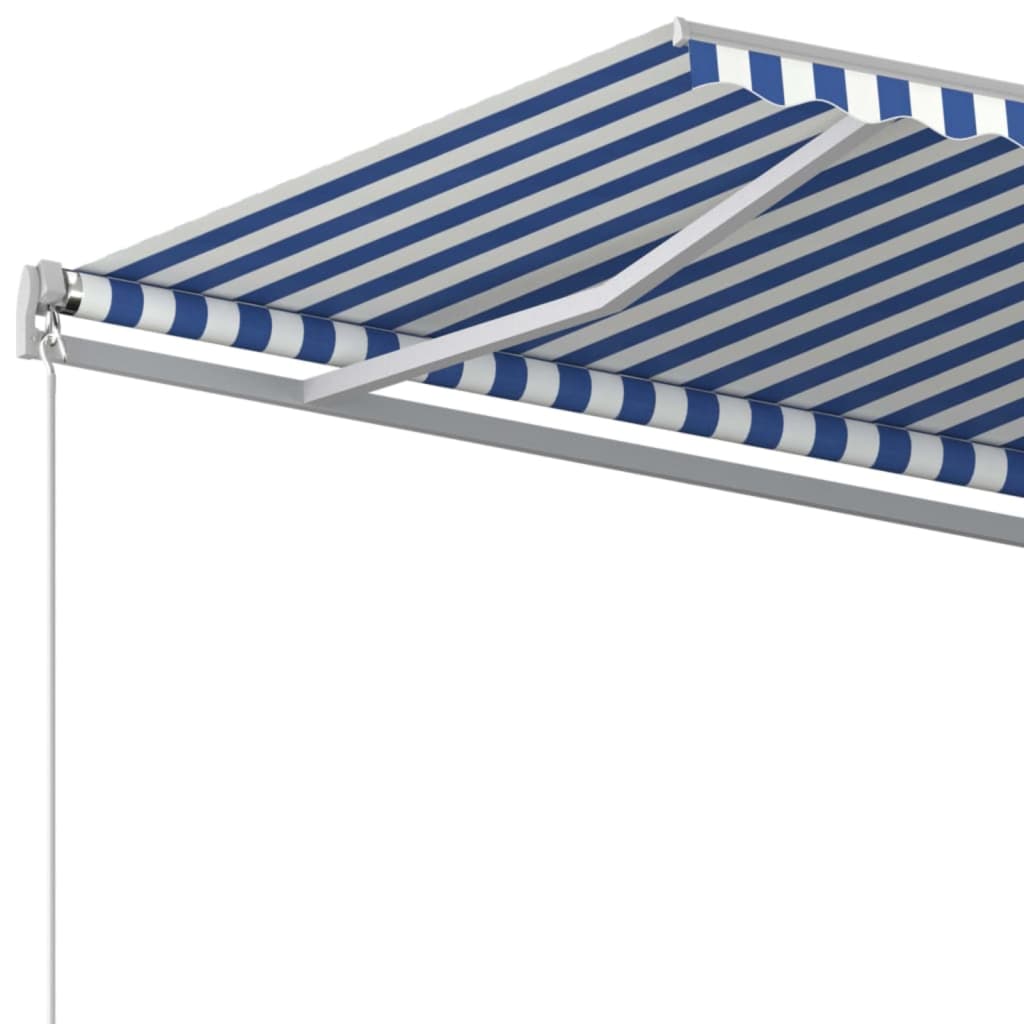 Luifel handmatig uittrekbaar 400x300 cm blauw en wit – afbeelding 5