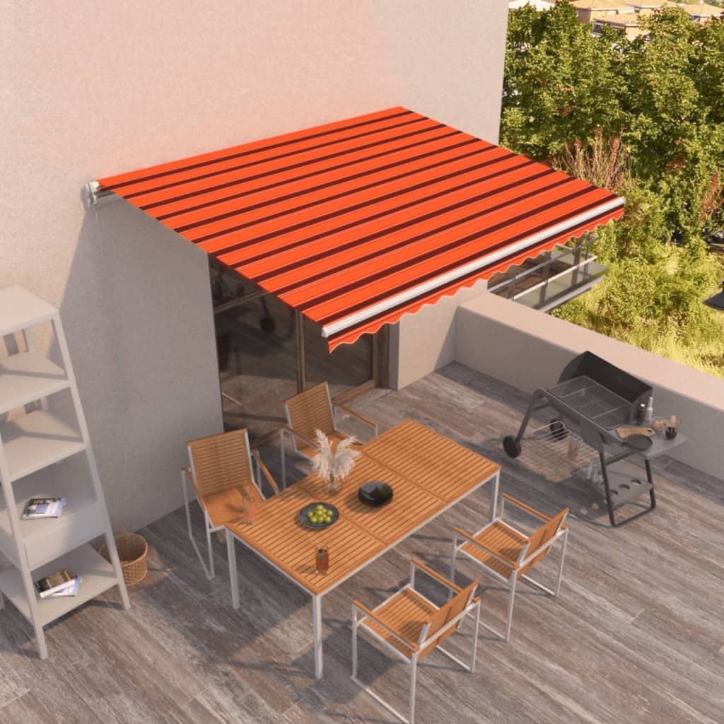 Luifel handmatig uittrekbaar 400x300 cm oranje en bruin – afbeelding 1