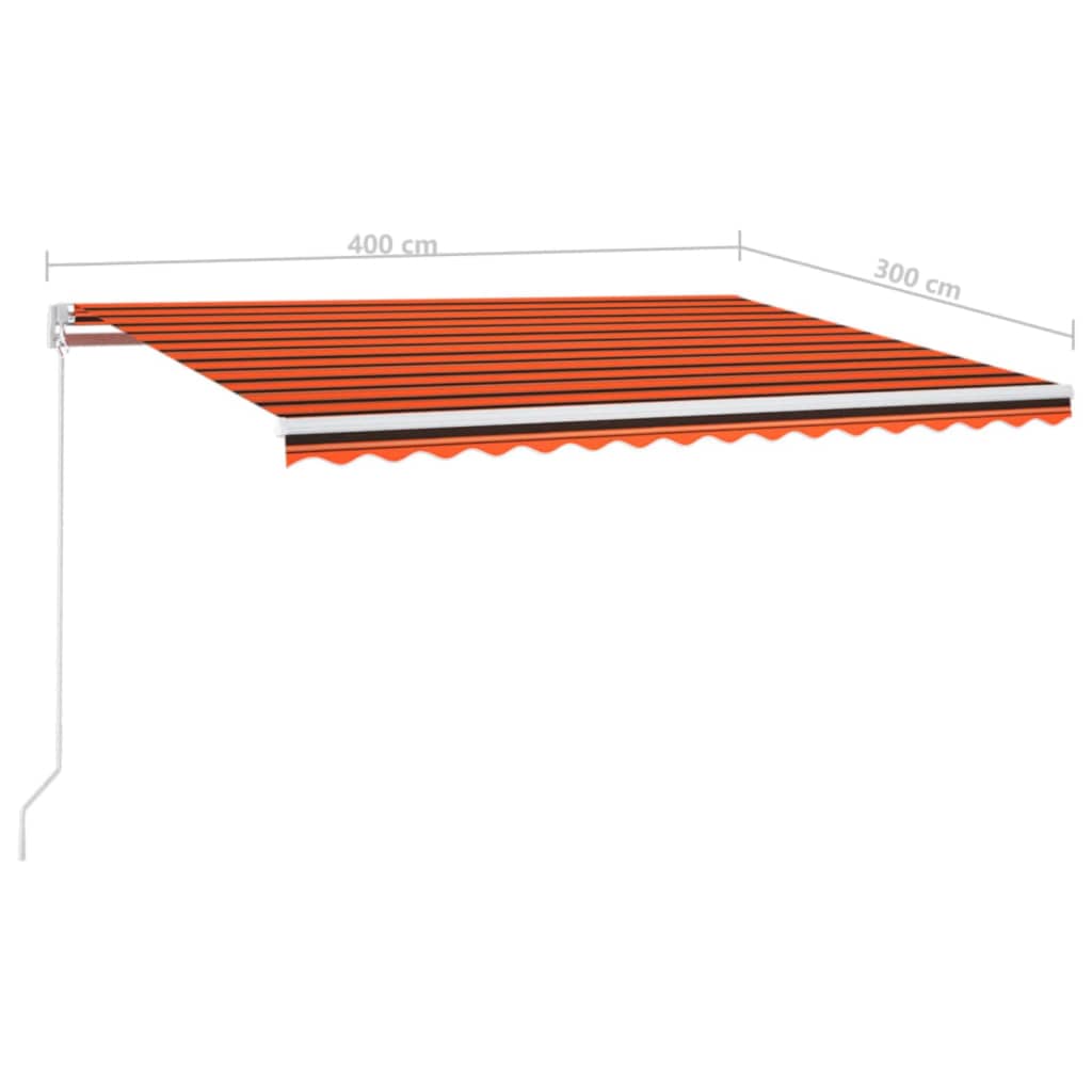 Luifel handmatig uittrekbaar 400x300 cm oranje en bruin – afbeelding 7