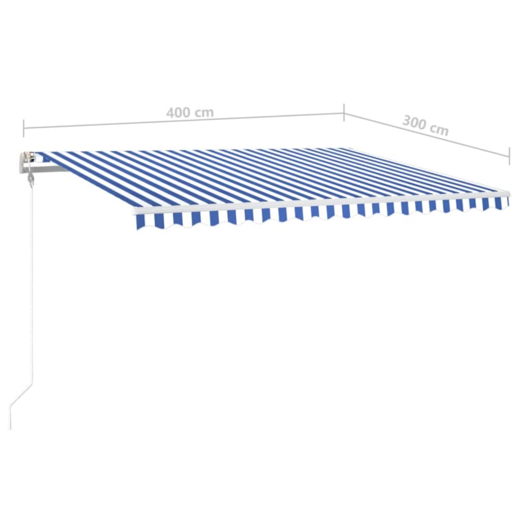 Luifel automatisch met LED en windsensor 400x300 cm blauw wit – afbeelding 10