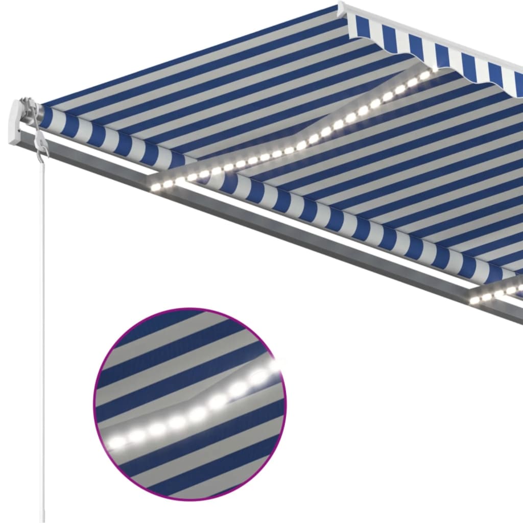 Luifel automatisch met LED en windsensor 400x300 cm blauw wit – afbeelding 5