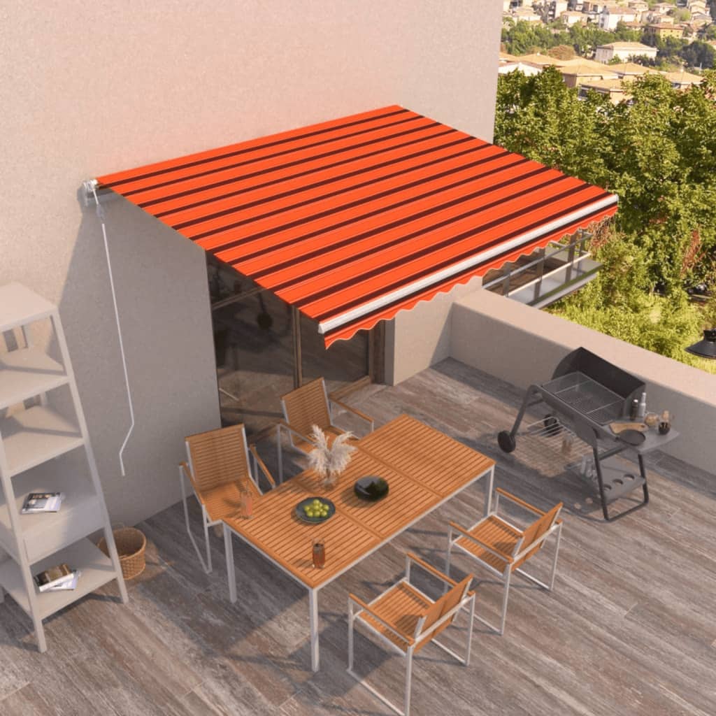 Luifel automatisch uittrekbaar 450x300 cm oranje en bruin