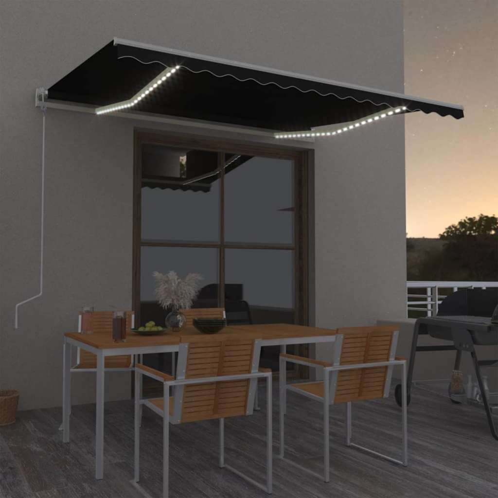 Luifel automatisch met LED en windsensor 450x300 cm antraciet