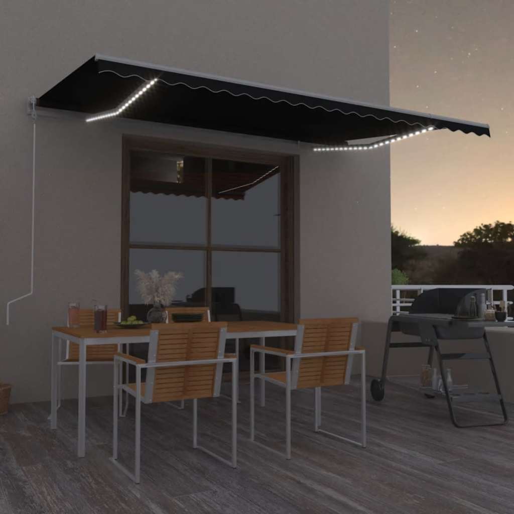 Luifel automatisch met LED en windsensor 500x300 cm antraciet