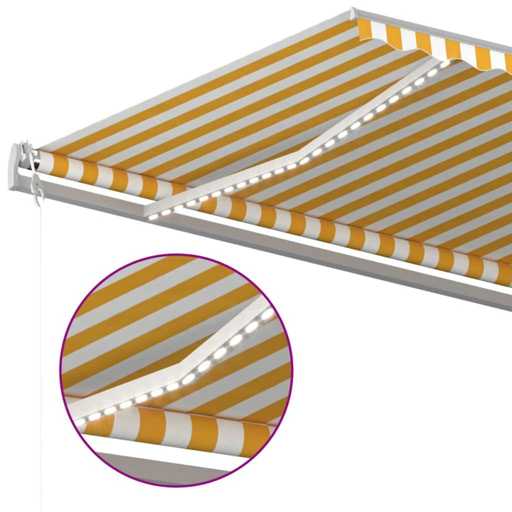 Luifel automatisch met LED en windsensor 500x350 cm geel wit – afbeelding 4