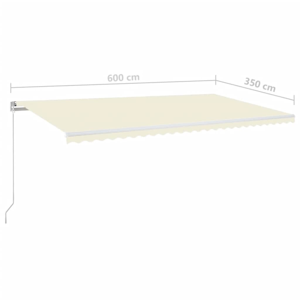 Luifel handmatig uittrekbaar 600x350 cm crèmekleurig – afbeelding 6