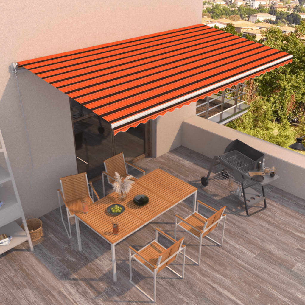 Luifel handmatig uittrekbaar 600x350 cm oranje en bruin