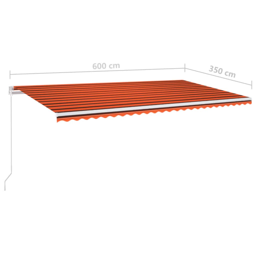 Luifel handmatig uittrekbaar 600x350 cm oranje en bruin – afbeelding 6