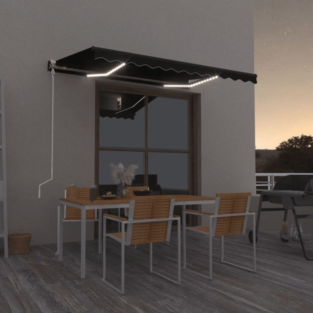 Luifel automatisch met LED en windsensor 350x250 cm antraciet
