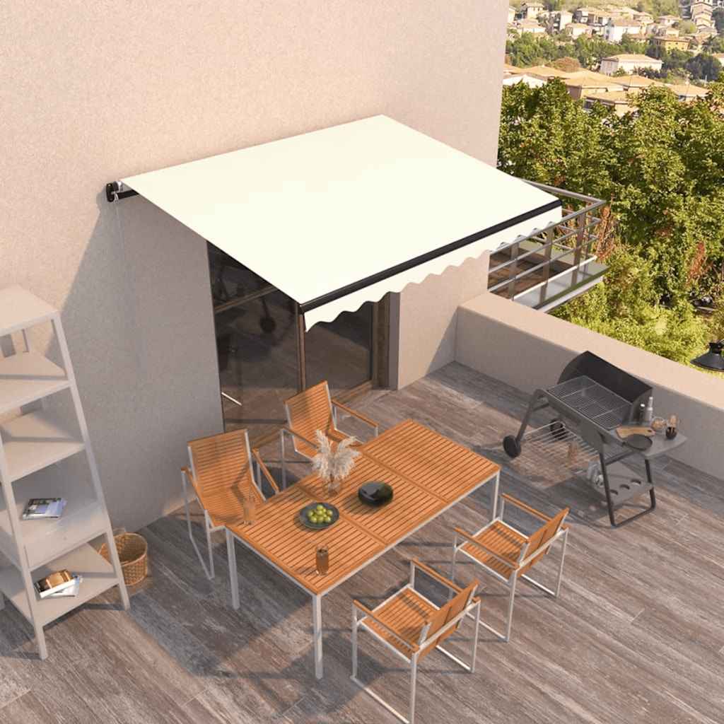 Luifel handmatig uittrekbaar 400x300 cm crèmekleurig – afbeelding 1