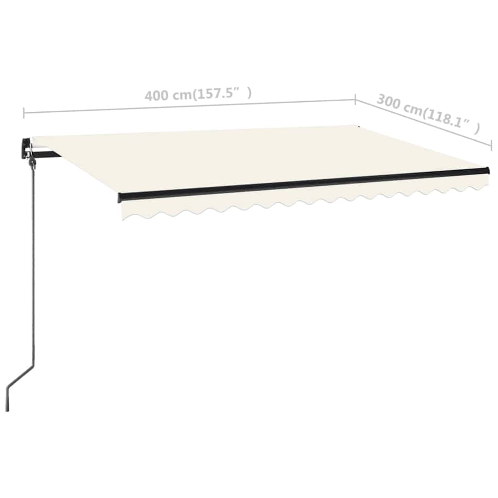 Luifel handmatig uittrekbaar 400x300 cm crèmekleurig – afbeelding 7