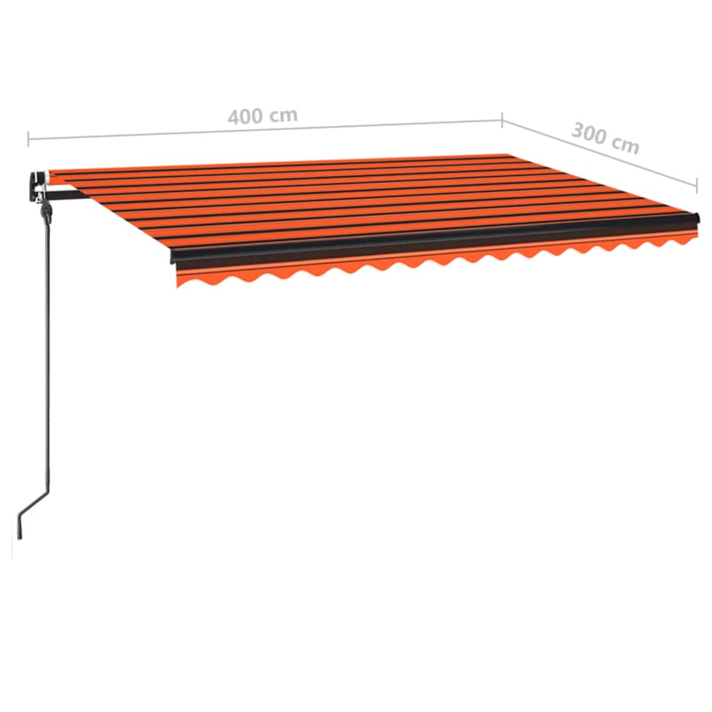 Luifel handmatig uittrekbaar 400x300 cm oranje en bruin – afbeelding 7