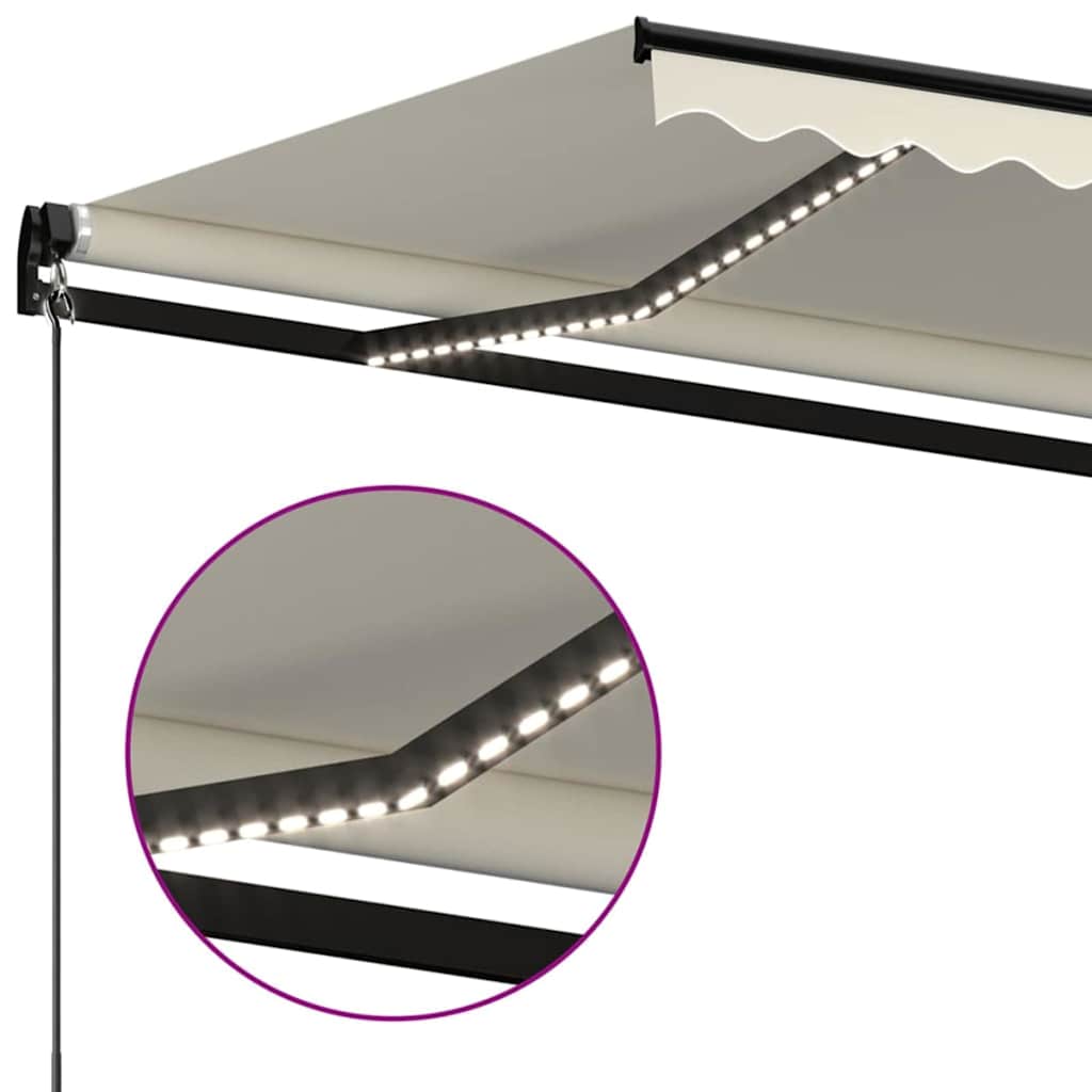 Luifel handmatig uittrekbaar met LED 400x300 cm crèmekleurig – afbeelding 5