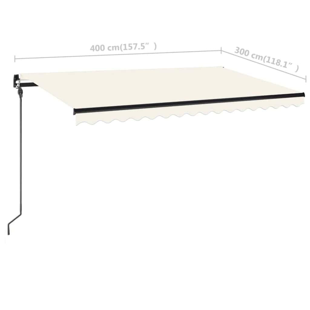Luifel handmatig uittrekbaar met LED 400x300 cm crèmekleurig – afbeelding 7