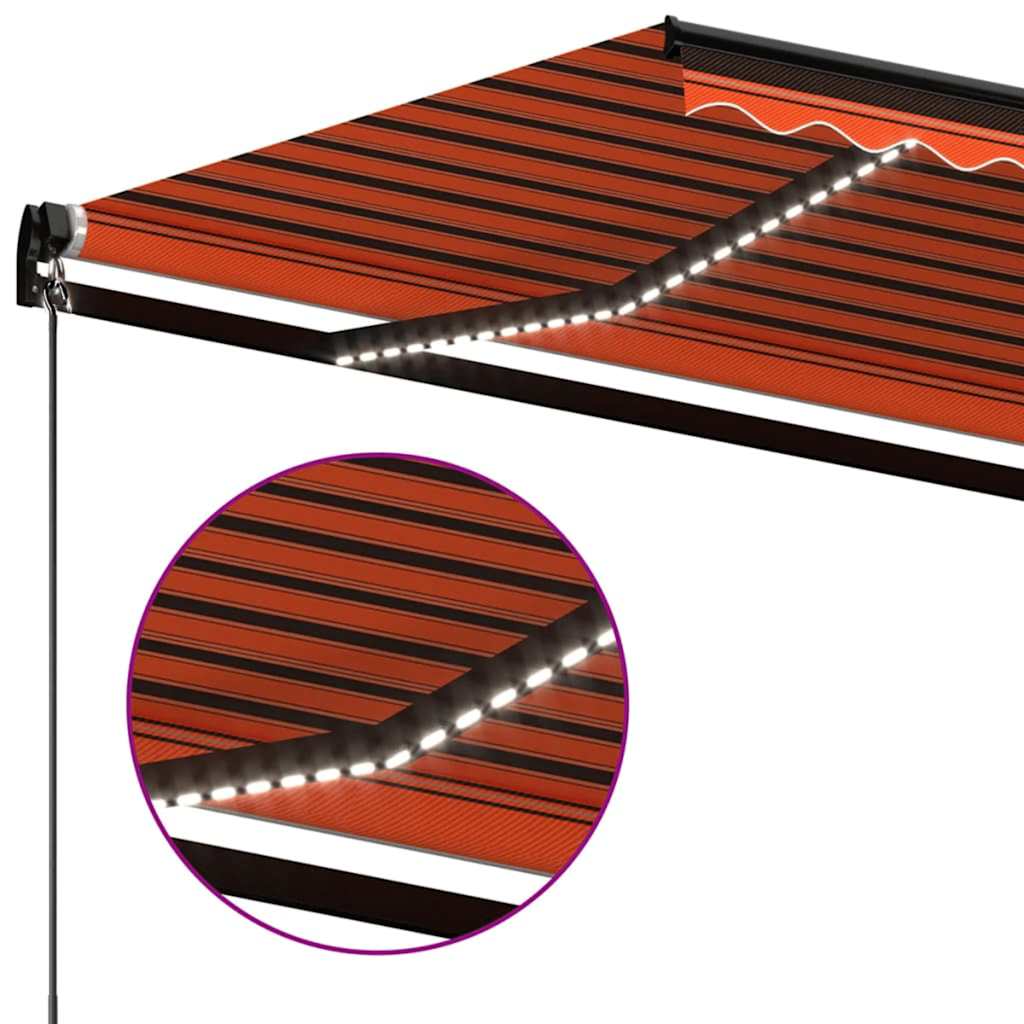Luifel handmatig uittrekbaar met LED 400x300 cm oranje en bruin – afbeelding 5