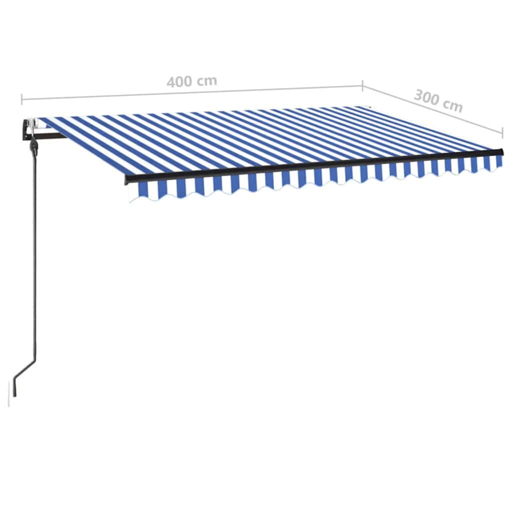 Luifel automatisch uittrekbaar 400x300 cm blauw en wit – afbeelding 7