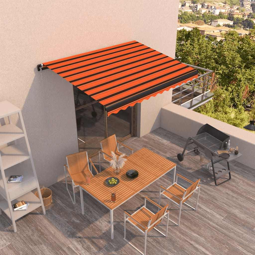 Luifel automatisch uittrekbaar 400x300 cm oranje en bruin – afbeelding 1